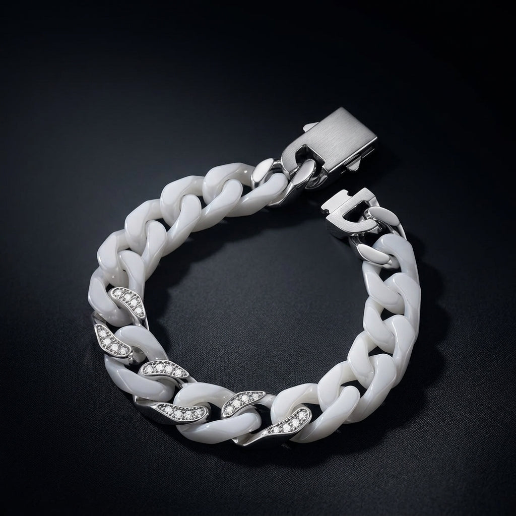 Zircon Ceramic Cuban Bracelet/Necklace