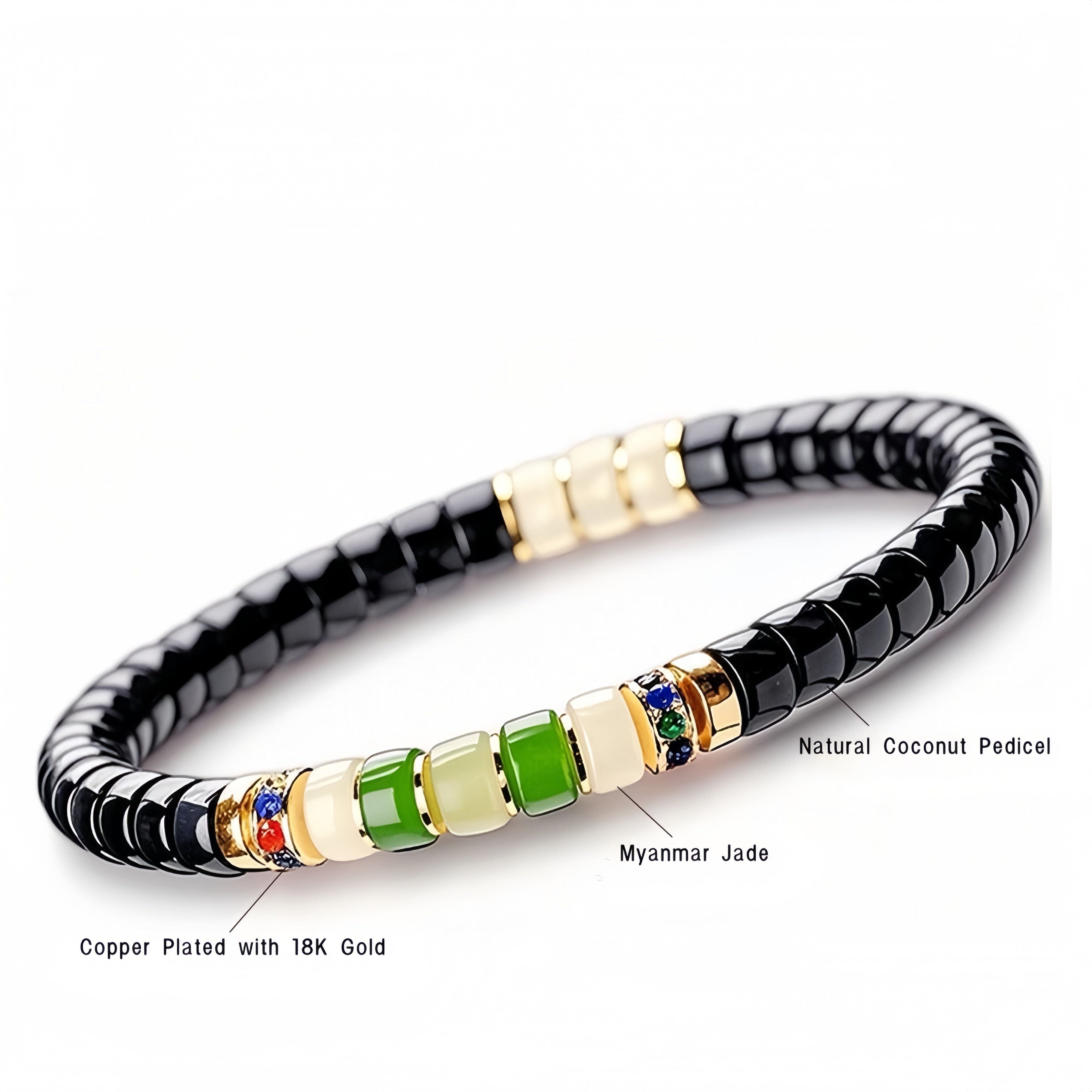Rainbow Series Coconut Pedicel Bracelet with Jade Accents