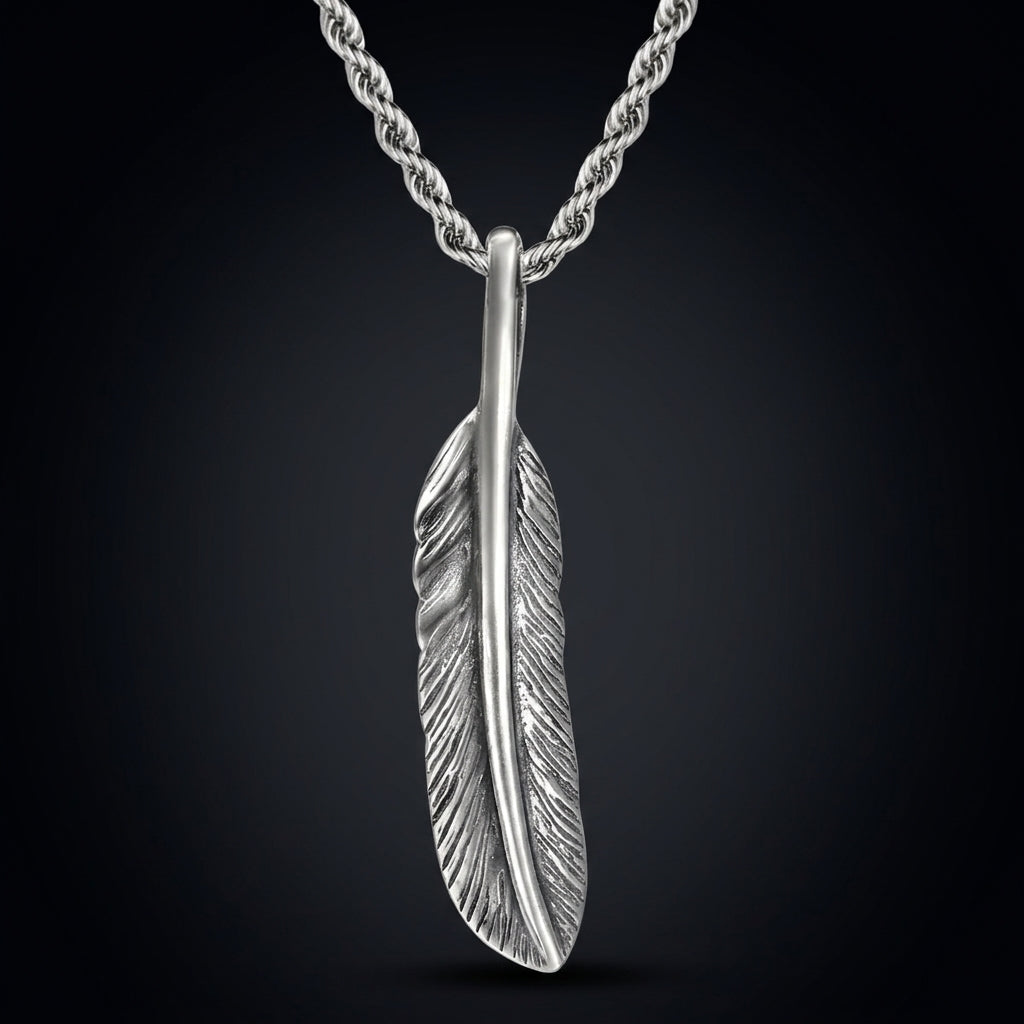 925 Sterling Silver Angel Feather Necklace